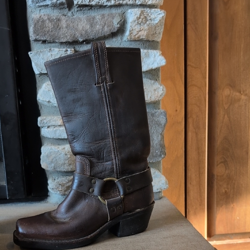 Frye Dark Brown Leather Harness Boots - Picture 7 of 12